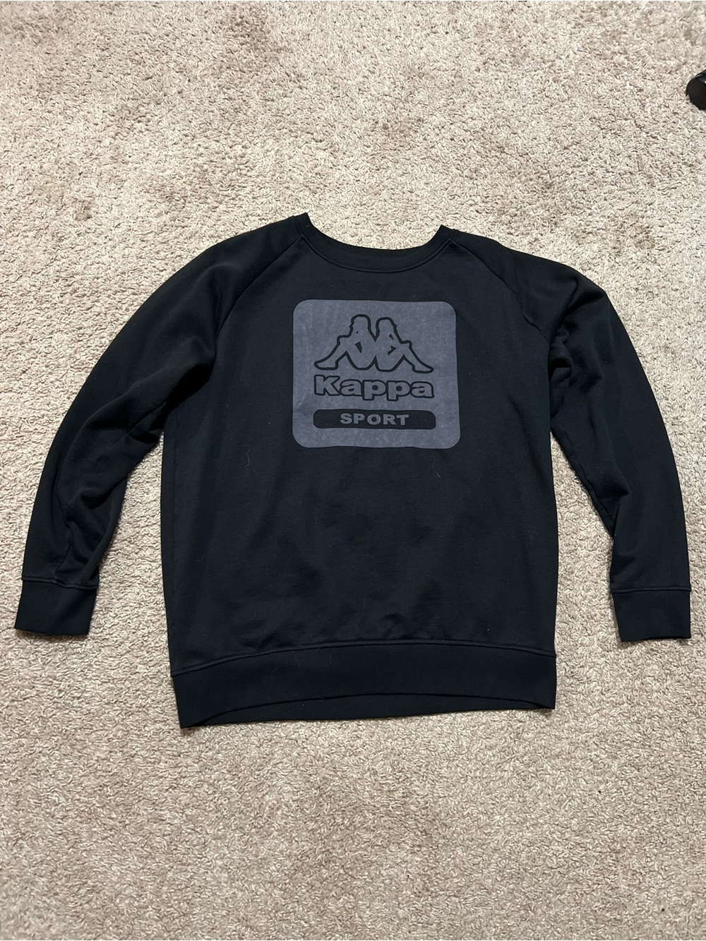 Kappa Black Crewneck Sweatshirt with Logo Panel